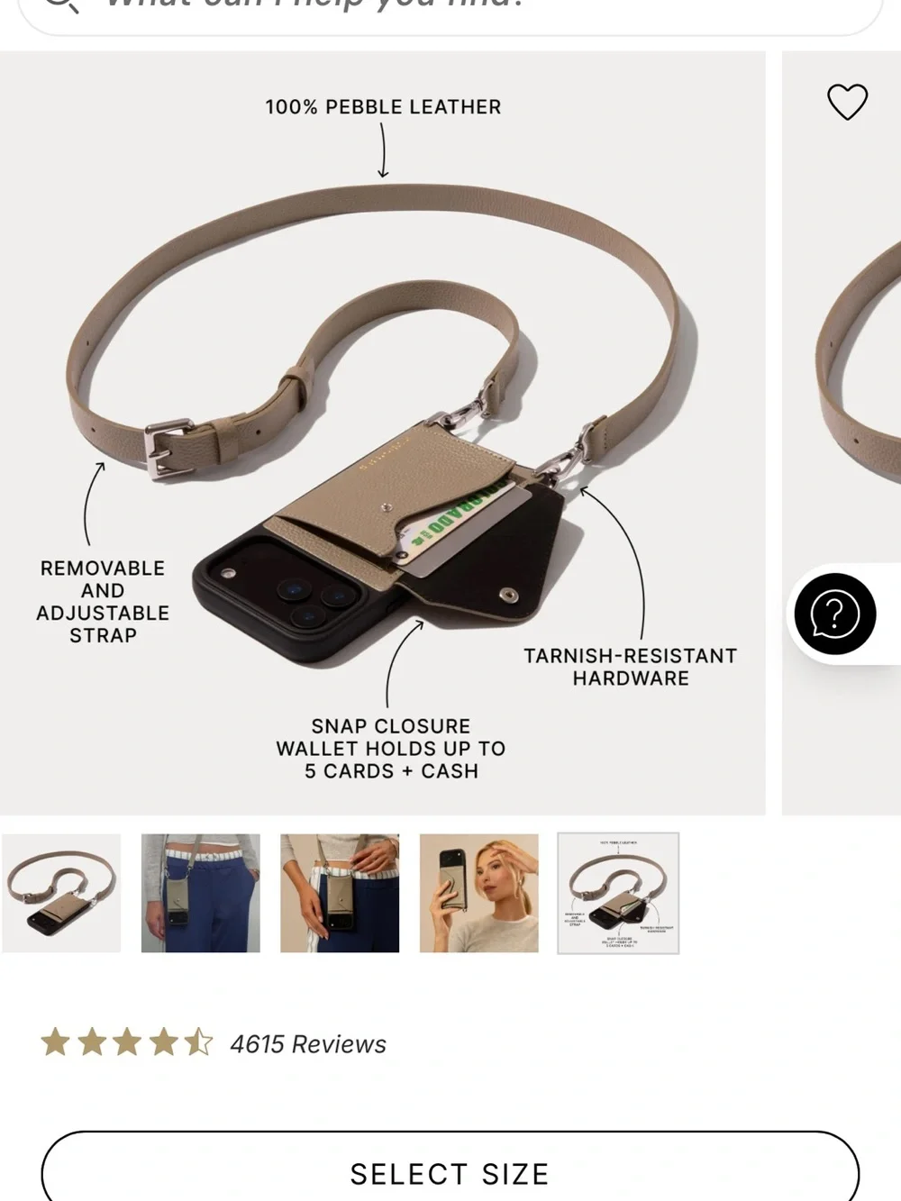 Greige Leather Crossbody Phone Case with Front Pocket